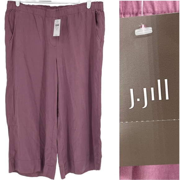 J. Jill Pants - J. JILL NWT PUREJILL SMOKEY MAUVE SAN WASHED TENCEL CROPPED WIDE LEG PANTS LARGE